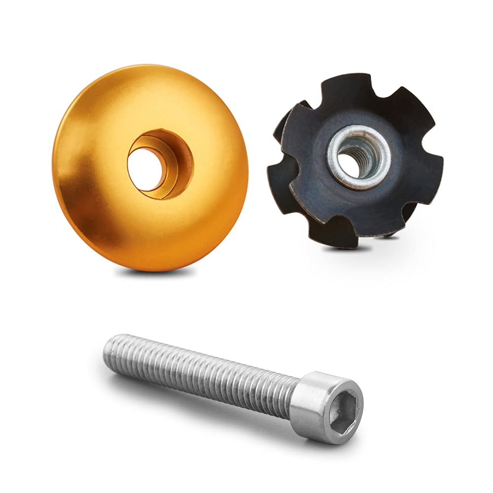 baluoqi Bike Headset Top Cap Aluminum Alloy Headset Star Nut Stem Cap Fits 1-1/8" Stems and Forks(Yellow)