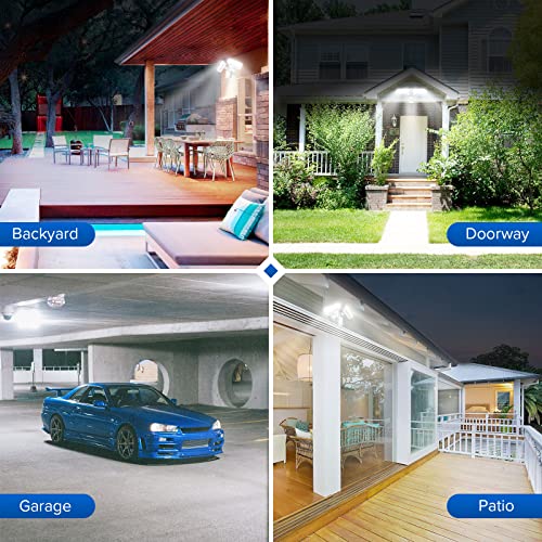 SANSI 38W 5000LM Luces de sensor de movimiento al aire libre, luces de inundación al aire libre con detector de 4 modos ajustables, equivalente a 500W 5000K de atardecer a amanecer, IP65 impermeable