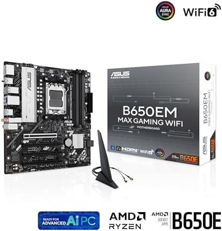 B650EM MAX GAMING WIFI, Scheda Madre AMD mATX, Slot DDR5, Nera