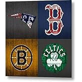 Cuixue Vintage Massachusetts License Plate Art Patriots Red Sox Bruins Celtics Retro Vintage Metal Tin Sign Wall Plaque for Cafe Beer Club Wall Home Decor 12x12 Inches