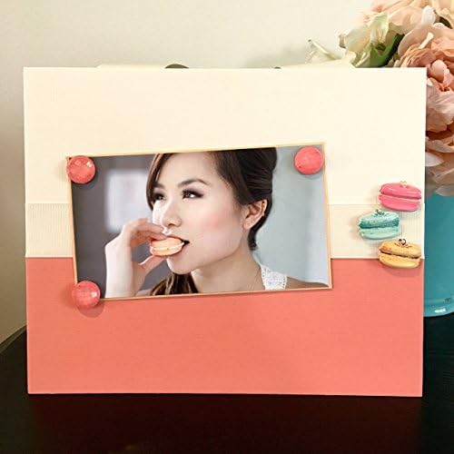 Le Macaroon - Magnetic Picture Frame Handmade Gift Present Home Decor by Frame A Memory Size 9 x 11 Holds 5 x 7 Photo - Woman Girl Teen Girly Cream Coral
