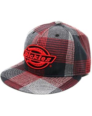 Gray and Red Plaid Flat Bill Ball Cap Hat