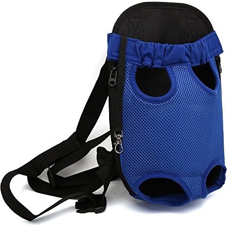 Mesh Pet Travel Bags,Lonni Dog Legs Out Front Carriers Hands-free Adjustable Portable Outdoor Pet Backpack Carrier for Walking, Hiking, Bike and Motorcycle(X- Large,Blue)