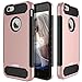 iPhone 6 / 6S Case, Mascheri [Carbon Fiber Design] Shock Absorption Protective Dual Layer Military-Grade Defender Hybrid Case Cover for Apple iPhone 6 / 6S - Rose Gold