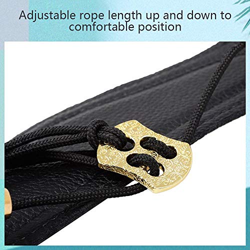 Umiwe Saxophone Neck/Shoulder Strap - Genuine Leather - with Metal Swivel Snap, 100% Handmade, 22-Inch, Black