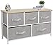 Sorbus Dresser with 5 Drawers - Storage Chest Organizer Unit with Steel Frame, Wood Top, Easy Pull Fabric Bins - Long Wide TV Stand for Bedroom Furniture, Hallway, Closet & Office Organization