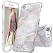DOUJIAZ Compatible with iPhone 7 Case,iPhone 8 Case,Gray Shiny Rose Gold Marble Design Clear Bumper TPU Soft Case Rubber Silicone Skin Cover for iPhone 7(2016)/iPhone 8(2017)