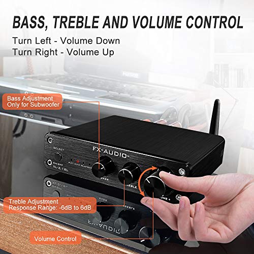 FX AUDIO 2.1 Channel Bluetooth Amplifier with Subwoofer Output for Home