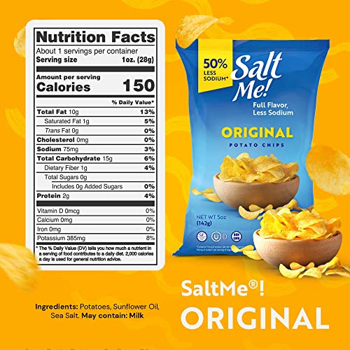 SaltMe! Original Better For You Potato Chips 6ct 5oz Bags 50 Less