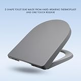 AQUALONA Premium Thermoplastic Toilet Seat D Shape Soft Close Grey view 4