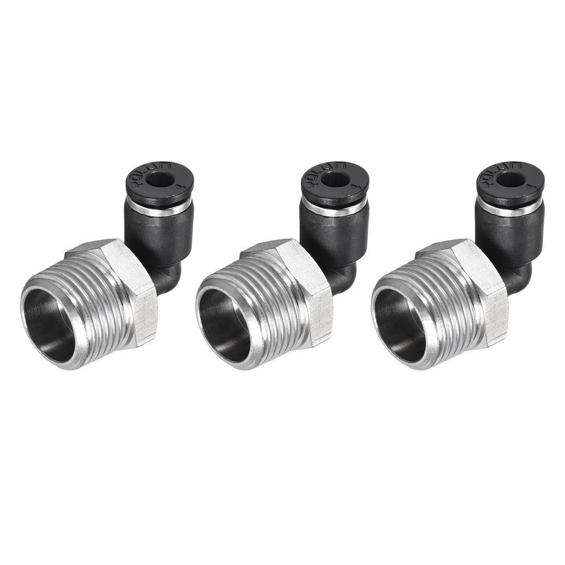 M METERXITY 3 Pack Push to Connect Tube Male Elbow Fitting - 90 Degree Pneumatic Air Push Quick Connect, Apply to Pipe Connection (5/32" OD x 3/8NPT Thread)