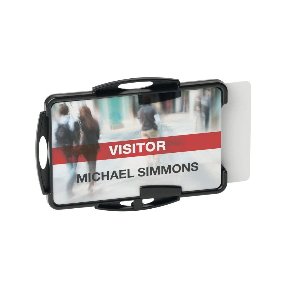 Durable Eco-Friendly ID Card Badge Holder - Black - Recycled Plastic & Blue Angel Certified - Holds 2 ID Security Passes - Pack of 10