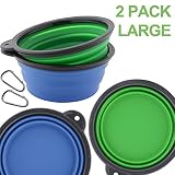 Roysili Extra Large Silicone Collapsible Dog Bowl (5 Cups,40oz), Foldable Dog Travel Water Bowl, BPA Free Dog Travel Bowl Portable Camping Bowls for Dog Cat Food & Water Blue 2 Pack