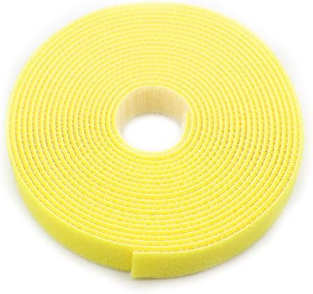 Saisn Reusable Fastening Tape Cable Ties Double Side Hook Tie Roll (5 Yard, Yellow)
