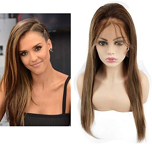 Mila Hair Ombre Blonde Highlight Human Hair 100% Remy Glueless Full Lace Wig Preplucked Natural Hairline Straight with Baby Hair 20inch/50cm