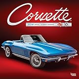 Corvette 2019 12 x 12 Inch Monthly Square Wall Calendar with Foil Stamped Cover, Chevrolet Motor Mus by 