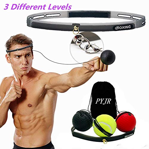 PYJR Boxing Reflex Ball, Boxing Training, 3 Training Speed Levels, Perfect Improving Speed Reactions, Agility, Punching Speed Hand Eye Coordination.3 Balls. - Thumbnail 7