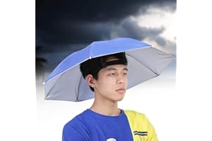 Hat Umbrella, Elastic Band Fishing Headwear Umbrella Hat 65cm Foldable Waterproof Sunscreen Windproof Head-Mounted Umbrella T