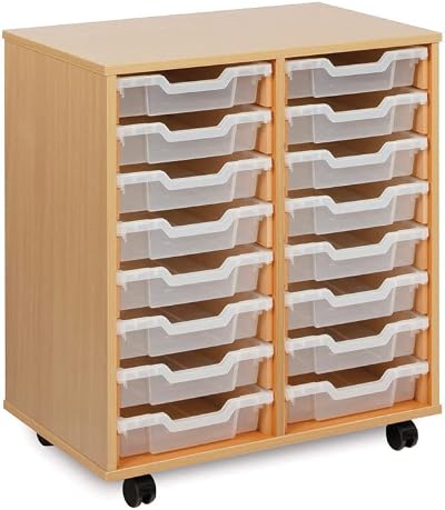 Office Needs Direct Monarch Mobile Tray Storage Unit 16 Clear Trays Beech