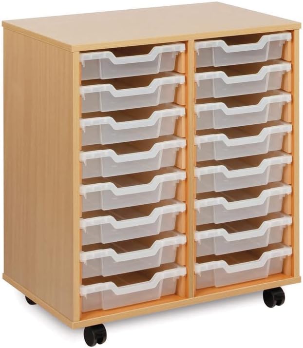 Office Needs Direct Monarch Mobile Tray Storage Unit 16 Clear Trays Beech