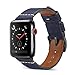 Leather Watch Band, Compatible with Apple Watch 42mm, 44mm, 40mm, 38mm, Matte Finish Genuine Leather Strap, Compatible with Apple Watch Series 4, 3, 2, 1, Edition and Sport (Blue, 42mm / 44mm)