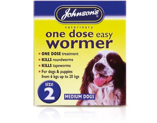 Johnson's One Dose Easy Wormer Dogs Up To 6-20kg SIZE 2 (TP)(JEDWM/BLUEPACK)