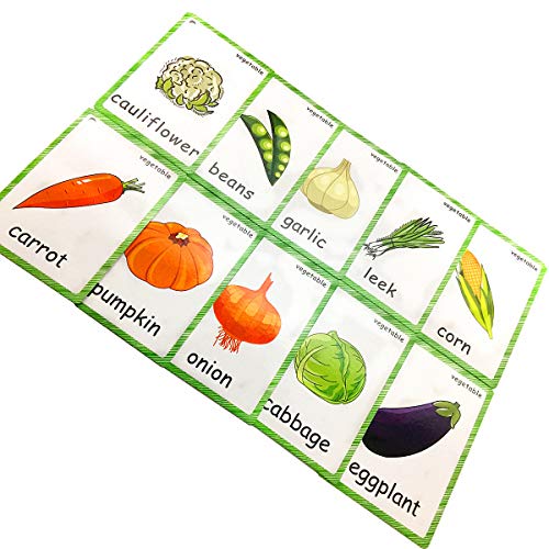 Juego de tarjetas flash de frutas y verduras para niños