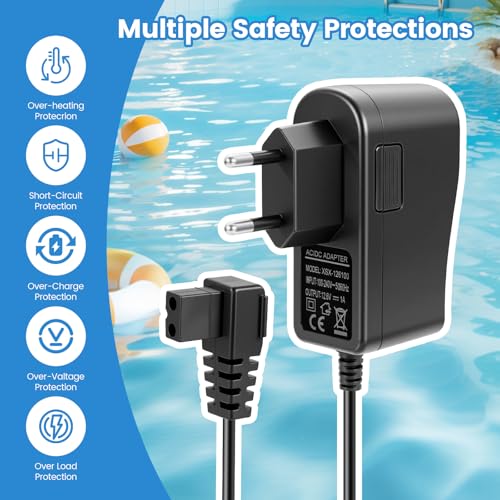 12.6 V Vacuum Cleaner Charger for Pool Cleaners, Robotic Pool Charger, Compatible with Steinbach Poolrunner Battery Basic 2.0, with 2 m Charging Cable