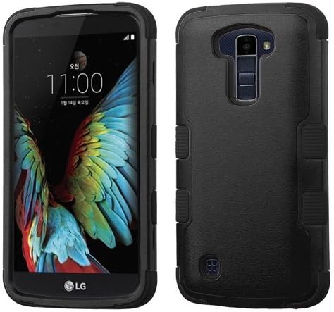 LG K10 Case, LG Premier LTE Case, BornTech Dual Layer Shockproof Tuff Protector Cover Case, Accessory For LG K 10, LG Premier LTE L62VL L61AL (Black/Black)