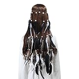 Feather Headband Women Festival Headwear -AWAYTR Bohemia Feather Rope Crown Headdres for girls 1970s