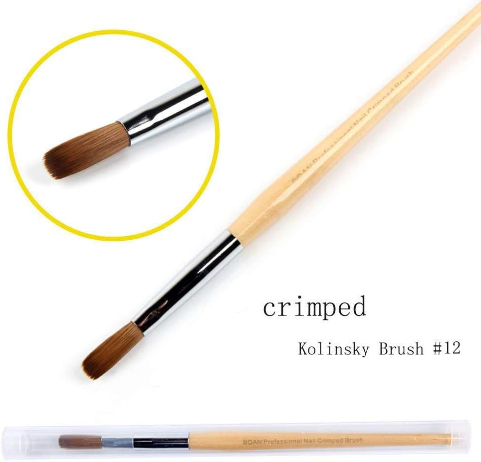 BQAN Kolinsky Acrylic Crimped Nail Brush #10 - Professional Pure Sable Hair Wooden Handle Crimped brush for Manicure Powder