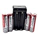 Gugou 4 packs Red 18650 3.7V 5000mAh Rechargeable Low Self-discharge Li-ion Battery and US Charge for Cree LED Flashlight Headlight Headlamp Search light lamp Bike light
