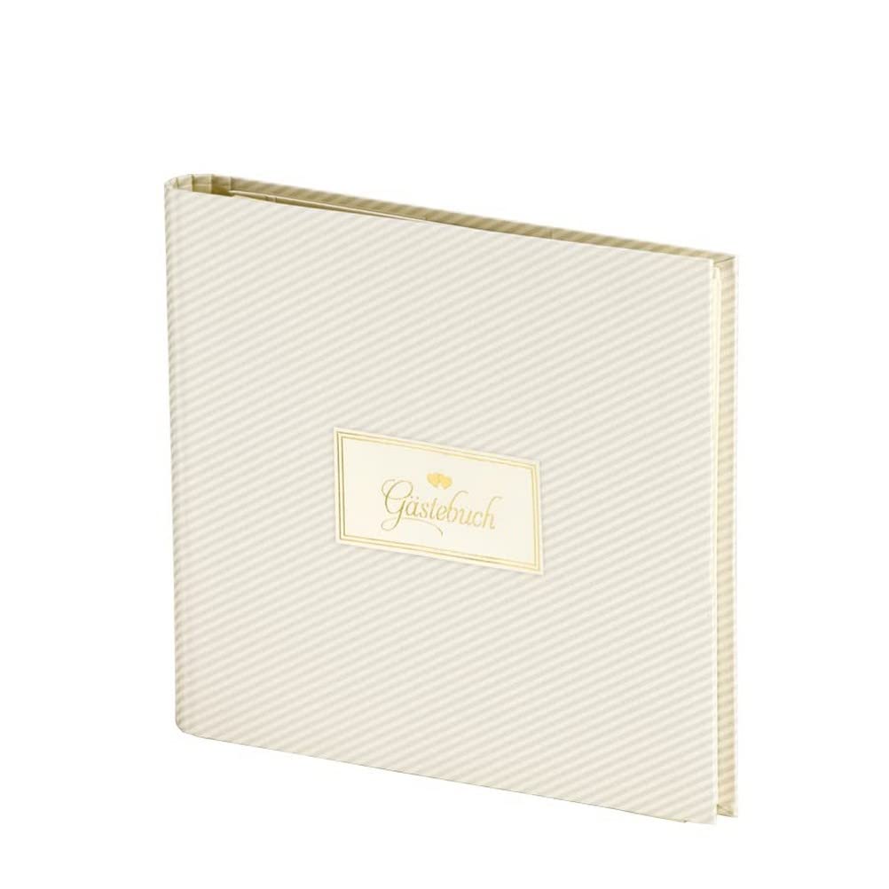 Rössler 18777191306 - Simply Love Guest Book, Stripes, with Wire-O-Binding, 60 Off-White Pages, 230 x 220 mm, Wedding, Pack of 1