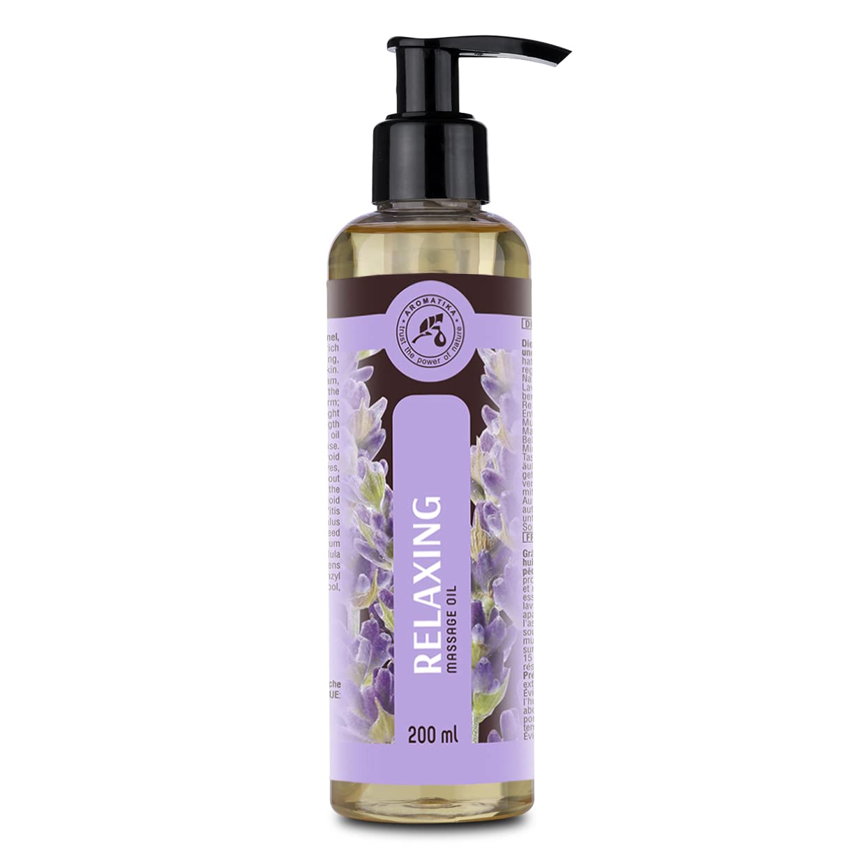 Relaxing Massage Oil 200ml - 100% Natural Calming Oil w/Oils Grape Seed - Jojoba - Almond - Lavender - Geranium Oils - Natural Cosmetics - Relax for Stress Relief - Good Sleep - Calming - Beauty