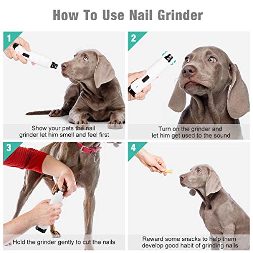 WWVVPET Pet Nail Grinder,More Powerful Dog Nail Clipper,Electric Nail Trimmer,Painless Paw Claw Care,[2019 Upgrade] Super Quiet Rechargeable Grooming Smoothing Tool for Large Dog/Cat/Bird (Upgrade) - Thumbnail 6