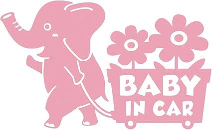 Amazon Imoninn Baby In Car ステッカー シンプル版 No 76 花屋のゾウさん ピンク色 カーステッカー ベビー マタニティ 通販