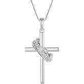 YIFSIY Forever Cross and Crown Necklace for Women, 925 Sterling Silver with Rotated Ring Pendant 18K Gold Plated Christian Faith Jewelry Gift for Birthday Valentine's Day