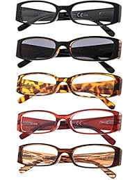 5-Pack Ladies Reading Glasses Includes Sunshine Readers for Women +1.5