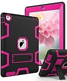 TIANLI iPad 2 Case,iPad 3 Case,iPad 4 Case Three Layer Protection Shockproof Protective with Kickstand iPad 2nd Generation Case/iPad 3rd Generation Case/iPad 4th Generation Case - Black Hot Pink