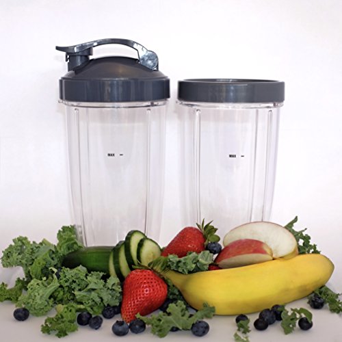 FOUR (4) Cups for NUTRIBULLET 32 oz. Tall with Flip Top & Lip Ring