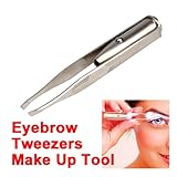 Stainless Steel Make Up Tool Led Light Eyelash Eyebrow Hair Removal Tweezer
