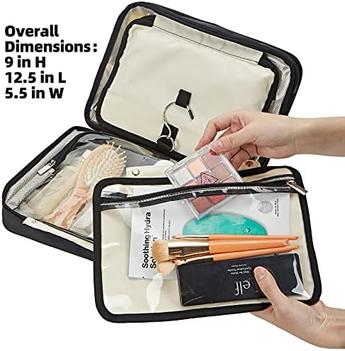 FINDCOZY Toiletry Bag Travel Bag with Hanging Hook, Cosmetic Bag, Travel Makeup Organizer for Women, Black 6 FINDCOZY Toiletry Bag Travel Bag with Hanging Hook, Cosmetic Bag, Travel Makeup Organizer for Women, Black