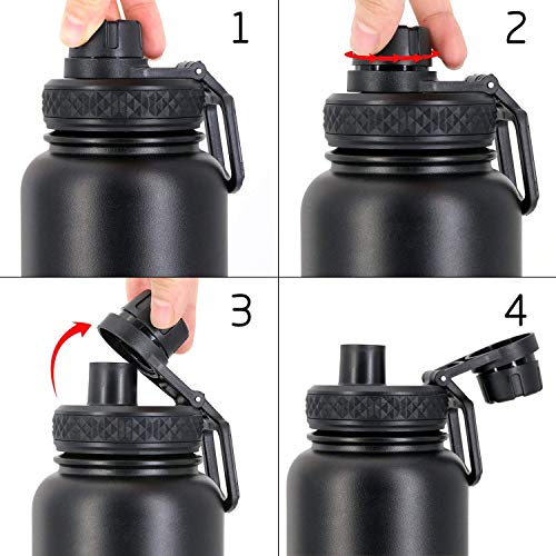 Twist Lid Accessories Bundle for Hydro Flask Wide Mouth Stainless Steel Insulated Water Bottle for Double Wall Thermoses with Mouth Size 2.2" in Diameter. Leak Proof and BPA Free. - Thumbnail 5