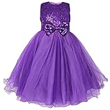FEESHOW Girls' Glitter Sequined Bow Wedding Pageant Party Princess Flower Dress