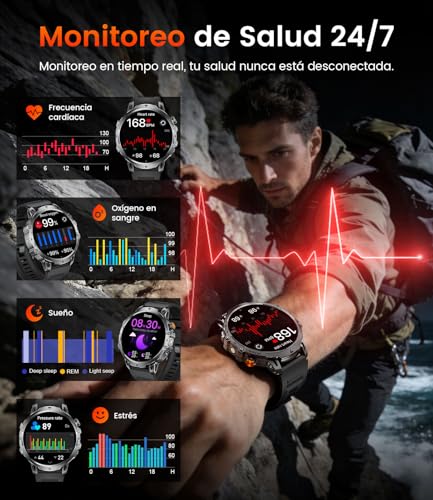 2026 Men's Military Smart Watch-1000 mAh/1.85'' HD Screen,IP68 Waterproof Smartwatch with LED Lamp,130+ Sports Modes,Fitness Watch with Heart Rate/Sleep Monitor,iOS Android