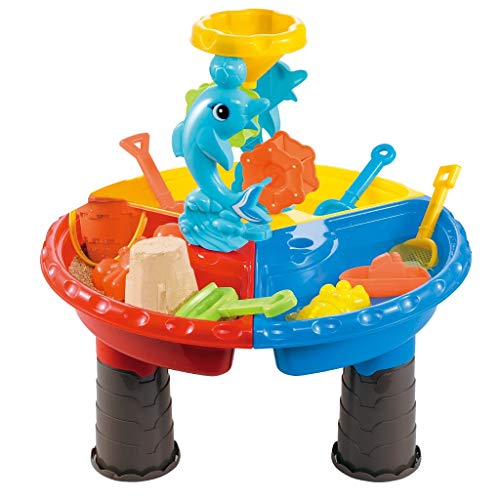 image for Leikf Kids Summer Beach Sand Water Table, Adjustable 2-in-1 Activity R