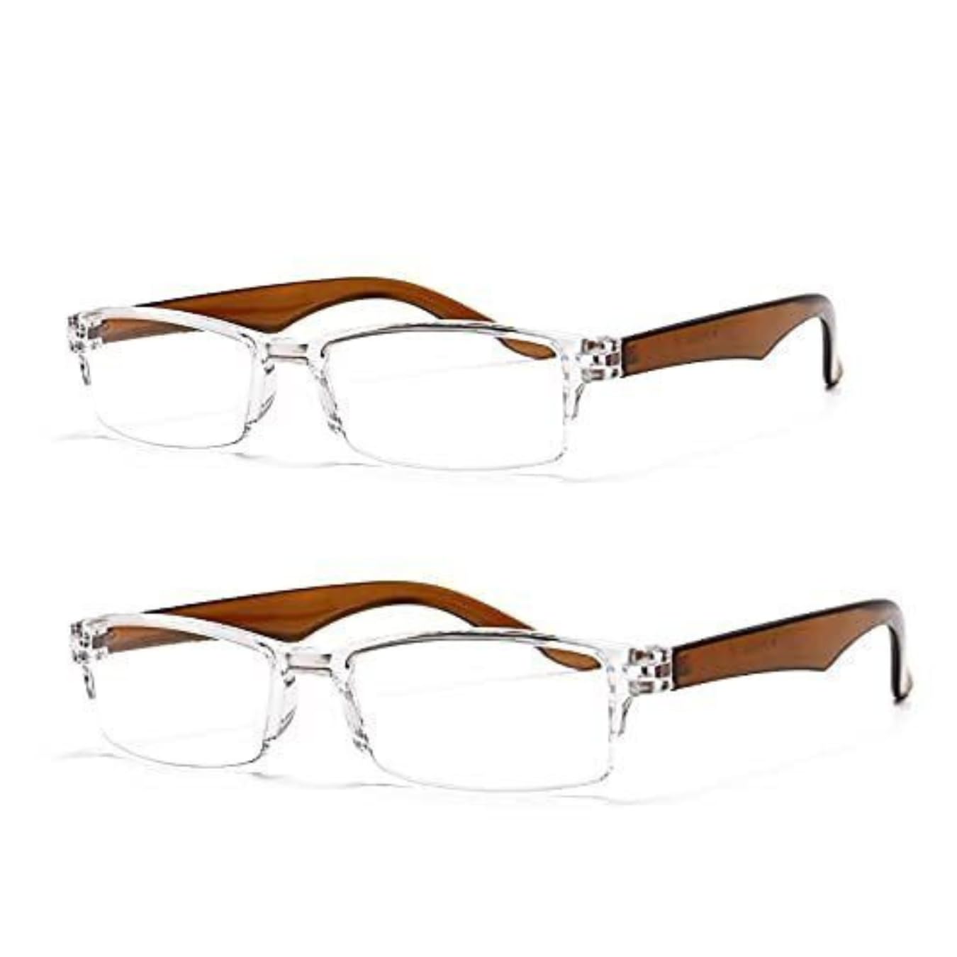 Van Raff Reading Glasses for Men Women Slim Light Weight Eye Glasses for Women Men - Readers with *CASE* (2 PACKS) (Brown, 1, multiplier_x)