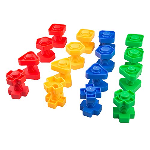 Jumbo Nuts & Bolts 32 pcs Sets - Stem Toys for Boys & Girls - Educational Toy for Baby & Toddler & 1 2 3 Year Olds Kids - Learning Colors & Shapes - Improving Matching & Motor Skills