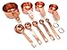 Copper Measuring Cup and Spoon Stackable Set of 9 with Four Measuring Cups and Five Spoons with Engraved Measurements in US and Metric