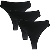 Amwounu High Waisted Cotton Thongs Underwear For Women Breathable Sport Athletics Panties High Rise Plus Size Multipack